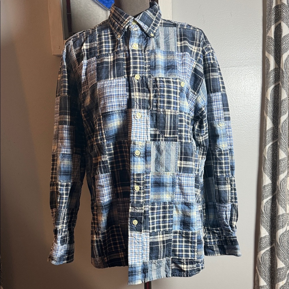 Orvis Madras Plaid Patchwork Button Down Shirt SZ… - image 1
